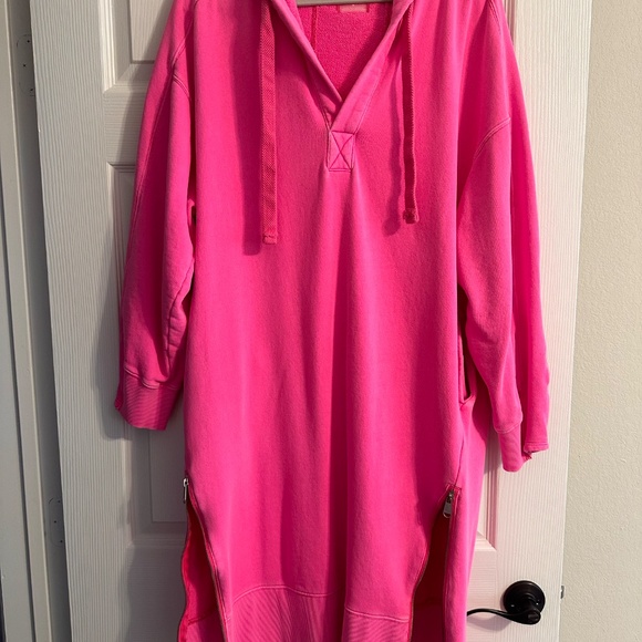 Free People Movement Spur of the Moment Solid Hoodie Midi Dress Sweatshirt Pink - Picture 5 of 16